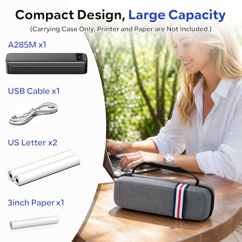 Image of TATTMUSE Carrying Case for Portable Printer, Compatible with A285M /A282M /A281M /M832 /M832D /M834 Letter & A4 Wireless Thermal Printers, Travel Storage Bag (Case Only)