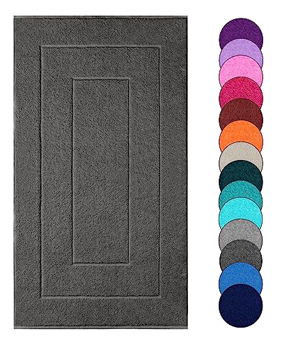 Lashuma Grand tapis de bain doux 50 x 90 cm, gris Londres – Anthracite – Tapis éponge lavable