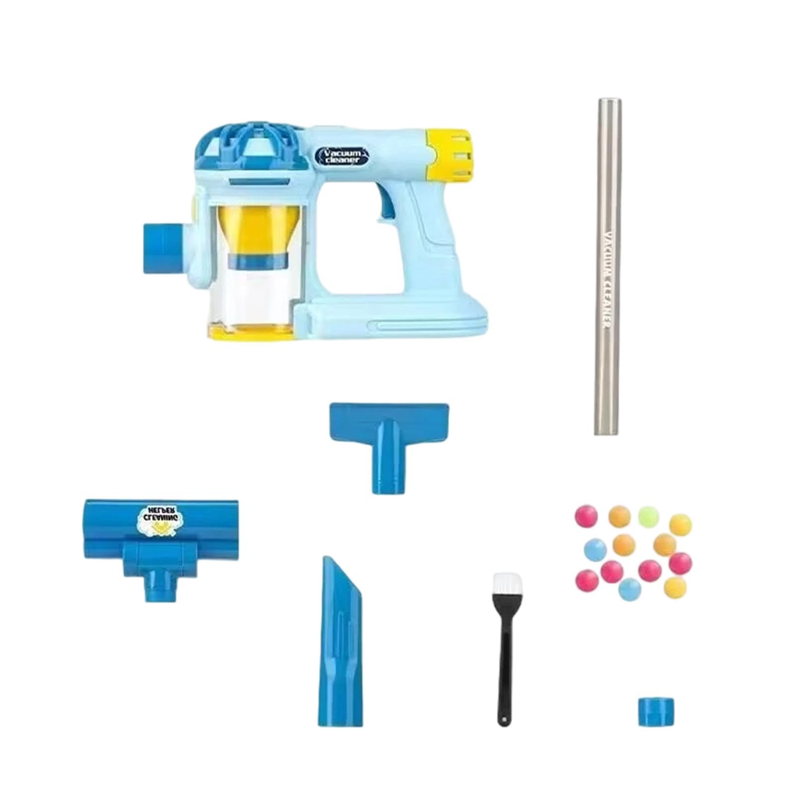 Aspirapolvere Giocattolo per Bambini Gioco di Apprendimento Elettrodomestico Realistico con 3 Accessori per Pulire Adatto per Regali di Compleanno Edu, Blu