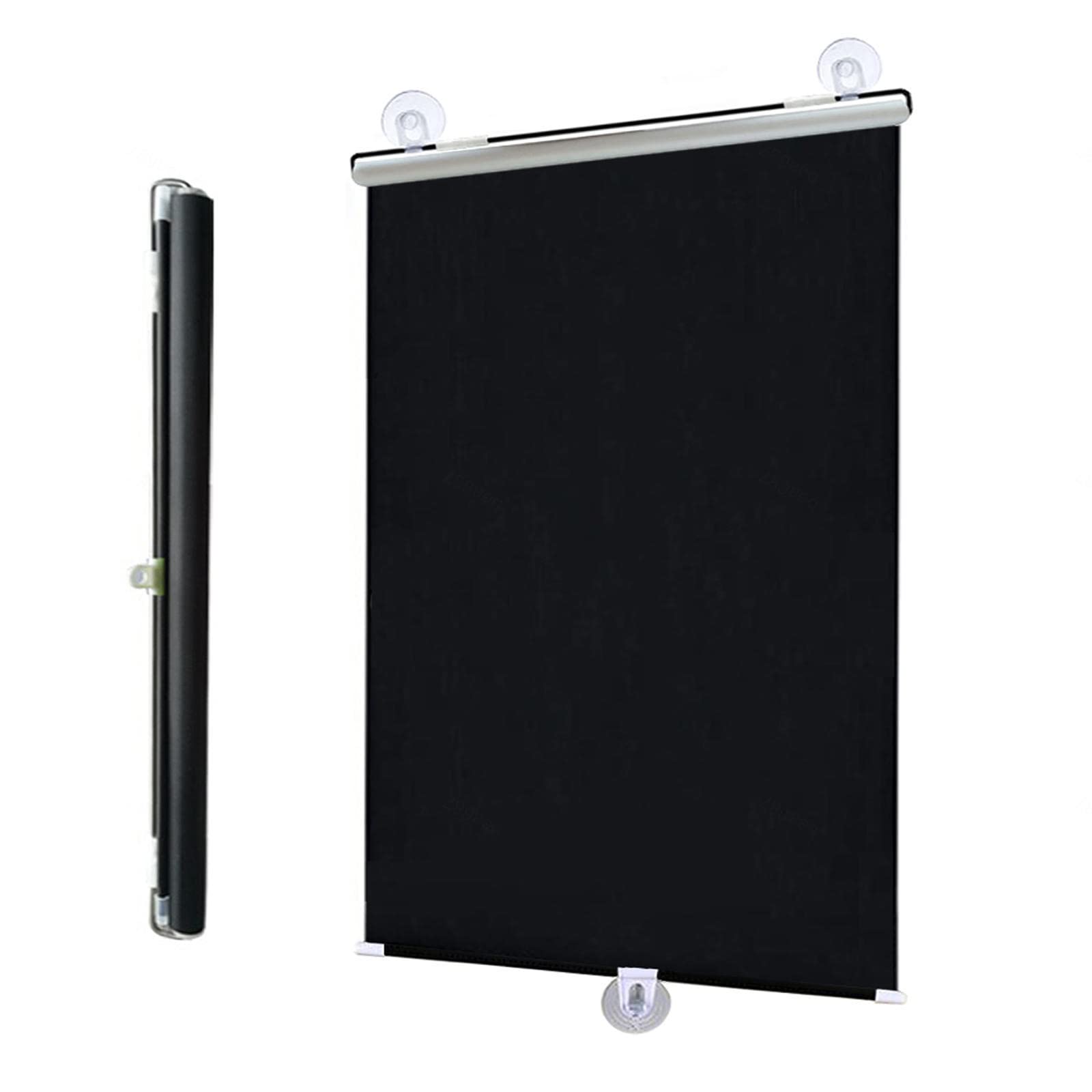 DECAKE Telescopic Suction Cup Roller Blinds,Blackout Shades for Home/Office,Portable Temporary Blinds,Sun Protection,for Bedroom,Living Room,Doors and Windows,Black-50x125cm/20x49in