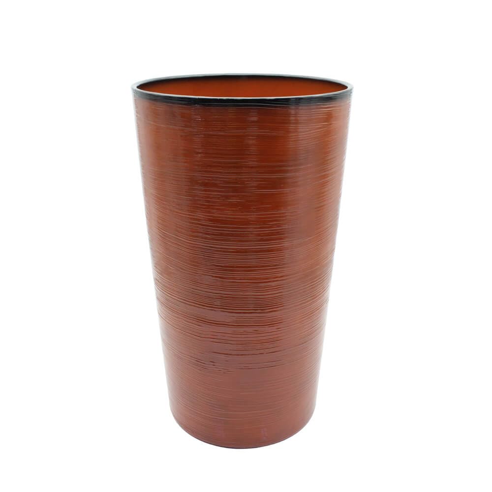 Indoor & Outdoor Ceramic Effect Plant Pot – Recycled Plastic Garden Planter - Balata (Tall) / Burnt Orange Flowersea