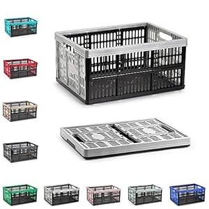 32L Multi-Purpose Strong Folding Collapsible Plastic Storage Boxes Crates Portable Stackable Container Basket for Home…