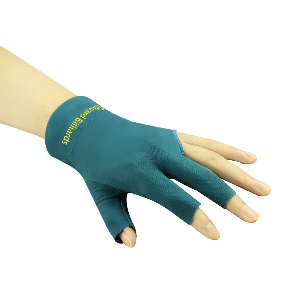 Scott Edward Billiard Gloves 10 Pack, 3 Open Fingers, Elastic Spandex Pool Cue Gloves, for Left or Right Hand, Unisex Men & Women (Dark Green, 10 Left Hand)