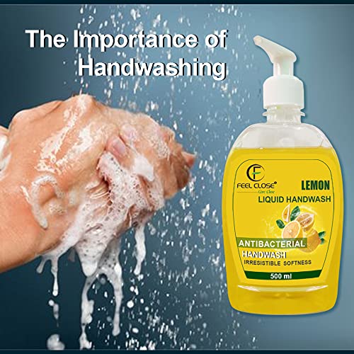 Image of FEEL ON 500 ml (Pack of 2) Liquid Handwash Refill - Original Germ Protection Paraben Free | Aqua Handwash Moisturizer and Soft on Hands (Lemon)