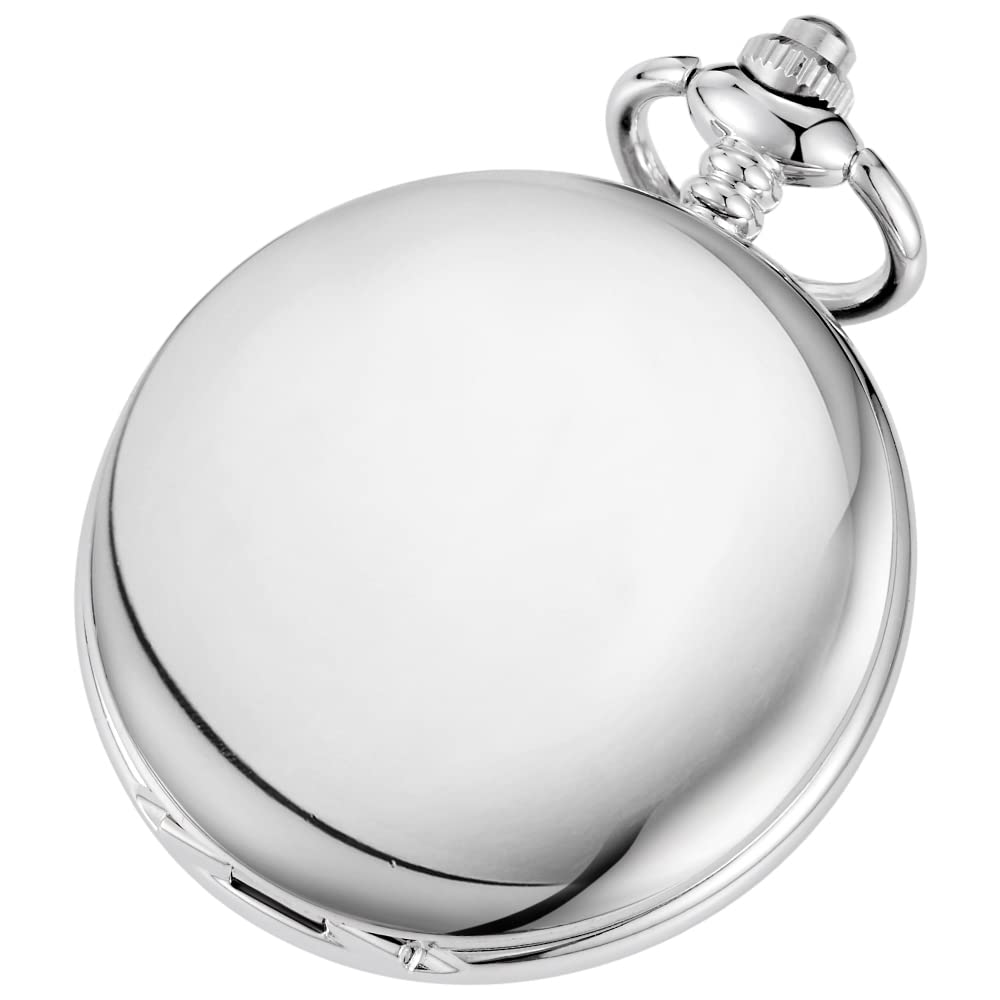 orologio da tasca, Classico acciaio liscio con catena numeri romani uomo donna orologi da tasca ciondolo regalo di compleanno for la festa del papà