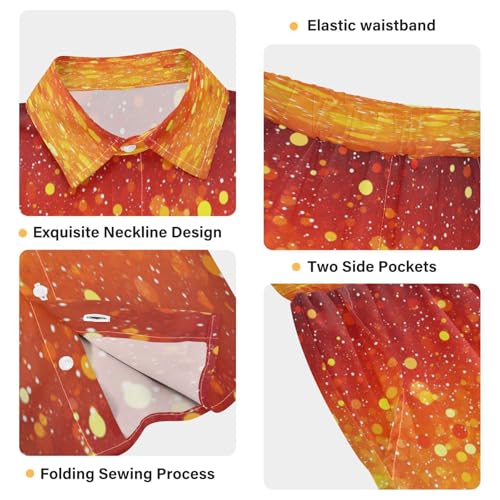 Boccsty Bright Red Orange Yellow Glitter Boy Summer Shorts Sets Hawaiian Toddler Boys T-Shirt & Pants 2 Pcs 3T4