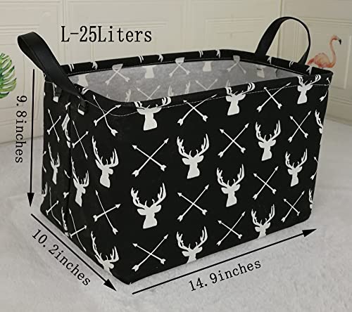 Image of Kid Storage Basket Gift Shelf Basket Toy Storage Bin, Nursery Basket Organizer Box for Children Room Deco With Handles (Deer)
