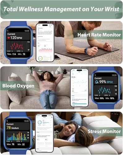Image of Smart Watch for Women Android & iPhone, Alexa Built-in, 1.8 inch Touch Screen Fitness Tracker with Answer /Make Calls, IP68 Waterproof Heart Rate /Sleep /SpO2 Monitor, Pedometer, 100+ Sport Modes, Dark Blue