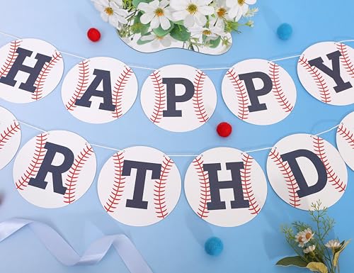 Image of Baseball Happy Birthday Banner,Baseball First /1st Birthday Decoration | Rookie Of The Year Banner,Sporty Birthday Decor
