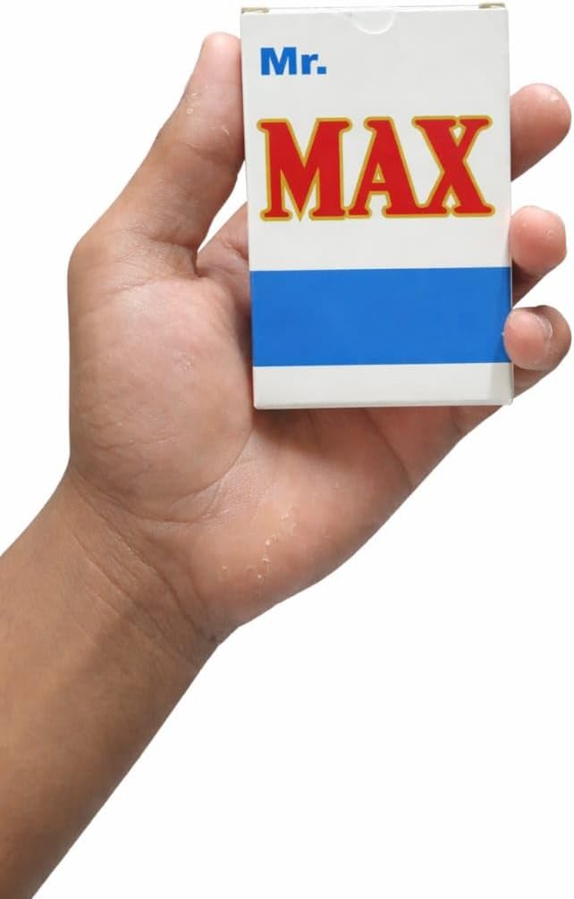 Mr. MAX Playing Cards with Marked Backs, Smart Box Style Card Holder, White with Red and Blue Design, Compact Storage