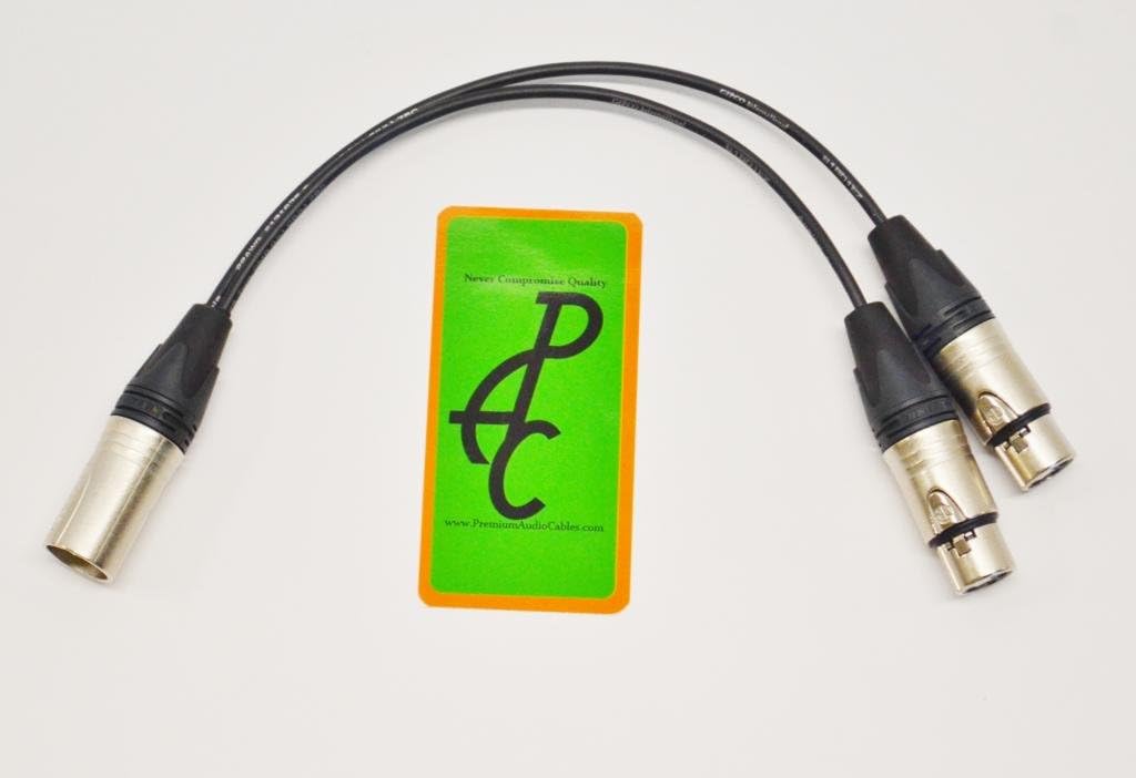 Y Cable Signal Splitter Neutrik XLR Male to Dual Female