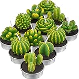 12 Pieces Cactus Tealight Candles Handmade Delicate Succulent Cactus Candles for Party Wedding Spa...