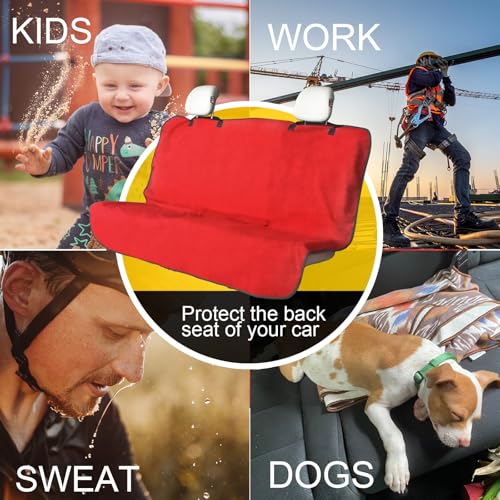 Image of Back Seat Cover for Car Trucks Van SUV Jeep,Waterproof Rear Bench Towel Seat Covers for Dogs and Kids,Automotive Backseat Protector (Red)