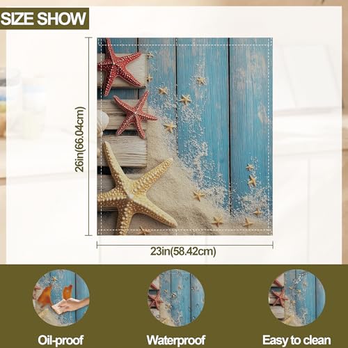 Image of Dishwasher Magnet Cover,Beach Themed Dishwasher Cover Magnetic Blue Wooden Home Appliances Refrigerator Decorative 23 inch x 26 inch