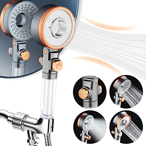 Image of Ecom City Filtered Hand Held Shower Head Ionic Shower Head Help Reduces hair loss.Shower Filter Rainfall Spa Water Saving, Purifies Water, Remove Chlorine (Silver Orange)