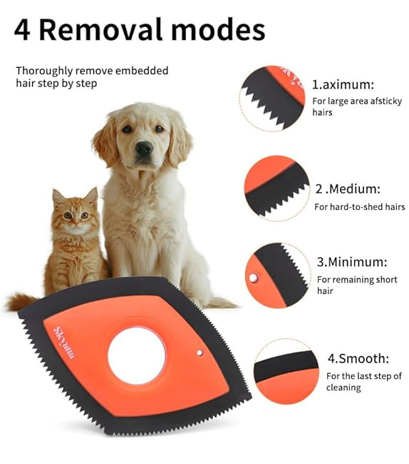 SKYANA Reusable Cat Dog Pet Fur Hair Remover Detailer Brush for Car Interior and Auto Detailing, Couch, Furniture, Washable and Reusable in Orange-flZ1RhRm