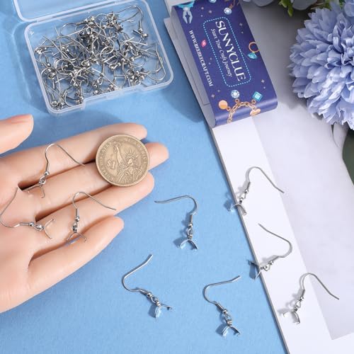 SUNNYCLUE 1 Box 50Pcs Earring Hooks with Pinch Bails Stainless Steel Earring Hooks Bulk French Wire Earrings Hook Earwires Fish Hook Findings for Jewellery Making Supplies DIY Dangle Ear Crafts - Image 3