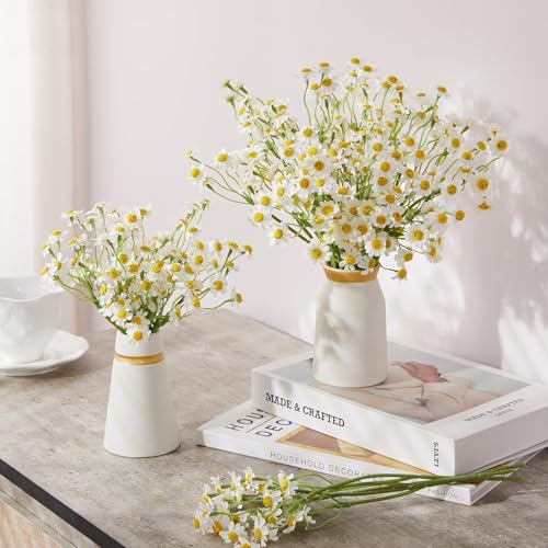 Image of TIED RIBBONS Set of 12 Artificial Daisy Flower Bunch (White, 10.5 Inch) - for Vase Pot Home Decor, Living Room, Office, Wedding & Party Gifting Item (Vase not Included)
