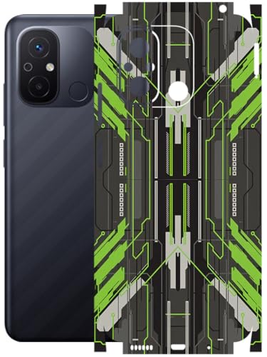 Image of AtOdds - Full Body Back Screen Guard Protector Film - Lamination Wrap Skin Sticker Compatible with REDMI 12C | Scratchproof Matte Finish (Cyber Green)
