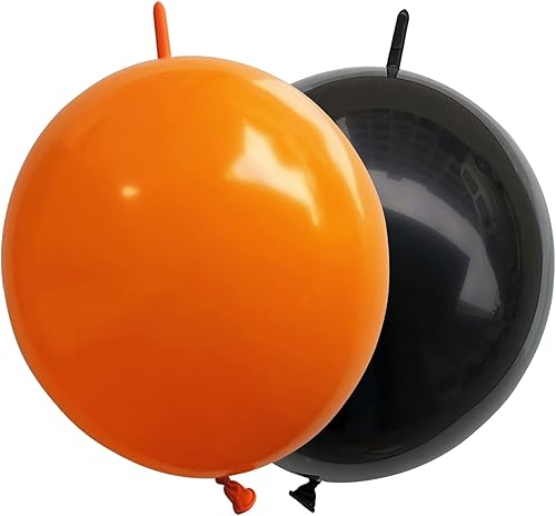 Globos de látex de 6 pulgadas, 100 globos de enlace rápido para decoración de fiestas (negro y naranja)