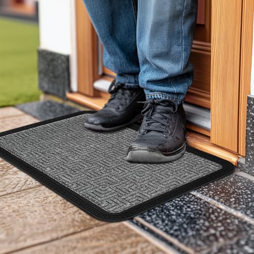 Image of Encasa XO Door Mat for Home Entrance, Polypropylene Floor Mat Grey