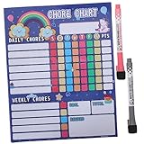 Ciieeo 家用ご褒美チャート 男の子女の子の自制心を育てる行動カレンダー 便利な家事管理ツール 漫画風デザイン 子供用 マーカー使用可 冷蔵庫貼付け可能