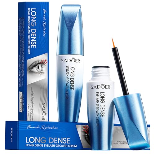SDSM Sérum para pestañas de 10 ml, sin hormonas, serum, cuidado de pestañas para pestañas de crecimiento rápido, fortalecedor de cejas para pestañas voluminosas y cejas de densidad natural