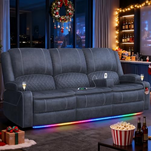 Redesigned Recliner Sofa 3 Seater Couch with Recliner, Home Theater