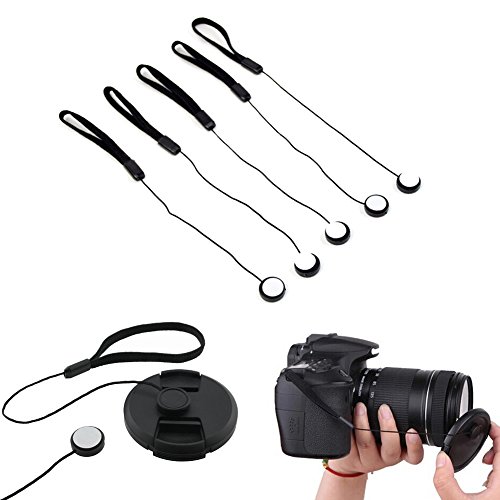 VizGiz - Lanyard antiperdida para tapa de lente, 5 unidades, autoadhesivo, para cámaras Canon, Sony, Nikon, Sigma y Tamron DSLR miniatura 1