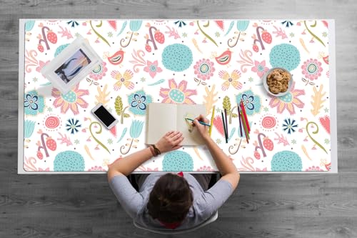 Tapete de Escritura 120x60 cm PVC Vinilo Protección Antisuciedad Fácil de Limpiar Antideslizante Para Oficina o Hogar Multifuncional Impermeable Resistente al Agua - Patrones coloridos