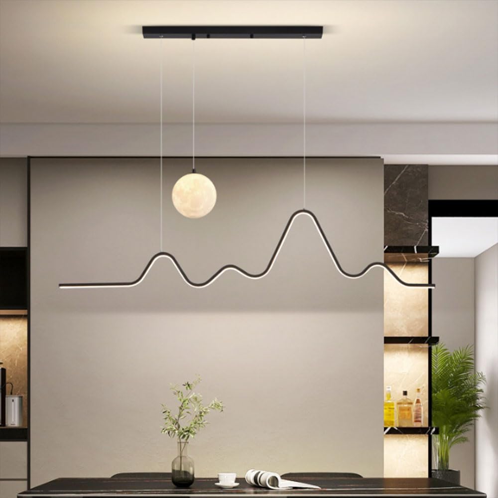 Nordic Lampa wisząca LED Liniowy żyrandol Oprawa aluminiowa Oświetlenie 3000-6000 K Lampa wisząca Kreatywny wystrój domu Możliwość przyciemniania Nowoczesne oświetlenie wewnętrzne