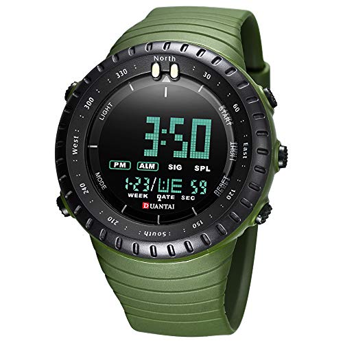 SAILINE - Reloj de Pulsera Digital para Hombre, con Carcasa de plástico, electrónico, Resistente al Agua, LED, Deportivo, multifunción (Green)