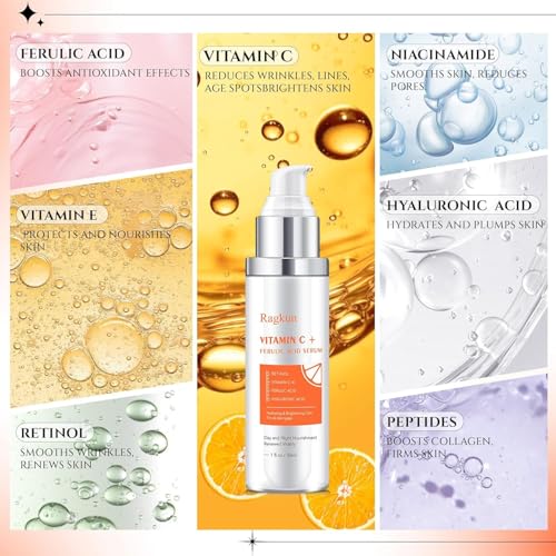 Image of Ragkun Vitamin C Brightening Serum for Face, Super Vitamin C for Women Men, Firming Anti Aging Wrinkle 8