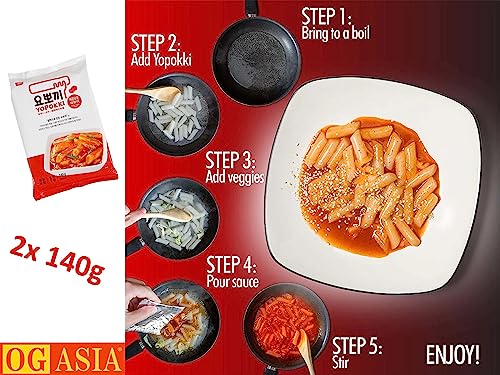 Yopokki Reiskuchen Doppelpack Süß & Sauer im Beutel - Korean Instant Rice Cake Pouch - Tteokbokki koreanische Reiskuchen - Sweet & Spicy - OG ASIA - 2x 140g