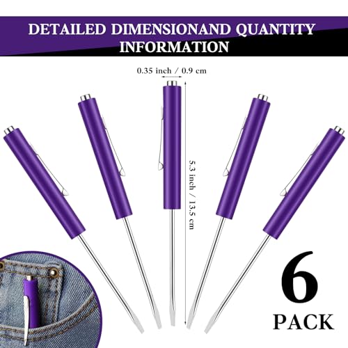 Image of 6 Pieces Pocket Screwdriver Mini Tops And magnetic pocket screwdriver with A Single Blade Head for Mechanical, Electrician (purple)