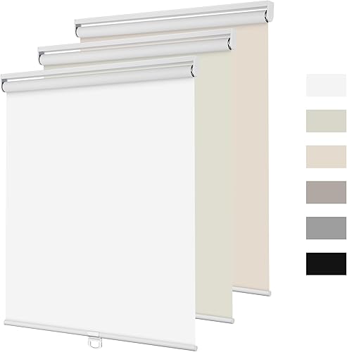 Miniatura 1 de BERISSA Persianas enrollables opacas para ventanas, sin cordón, con aislamiento térmico, tela con protección UV, persianas personalizadas para