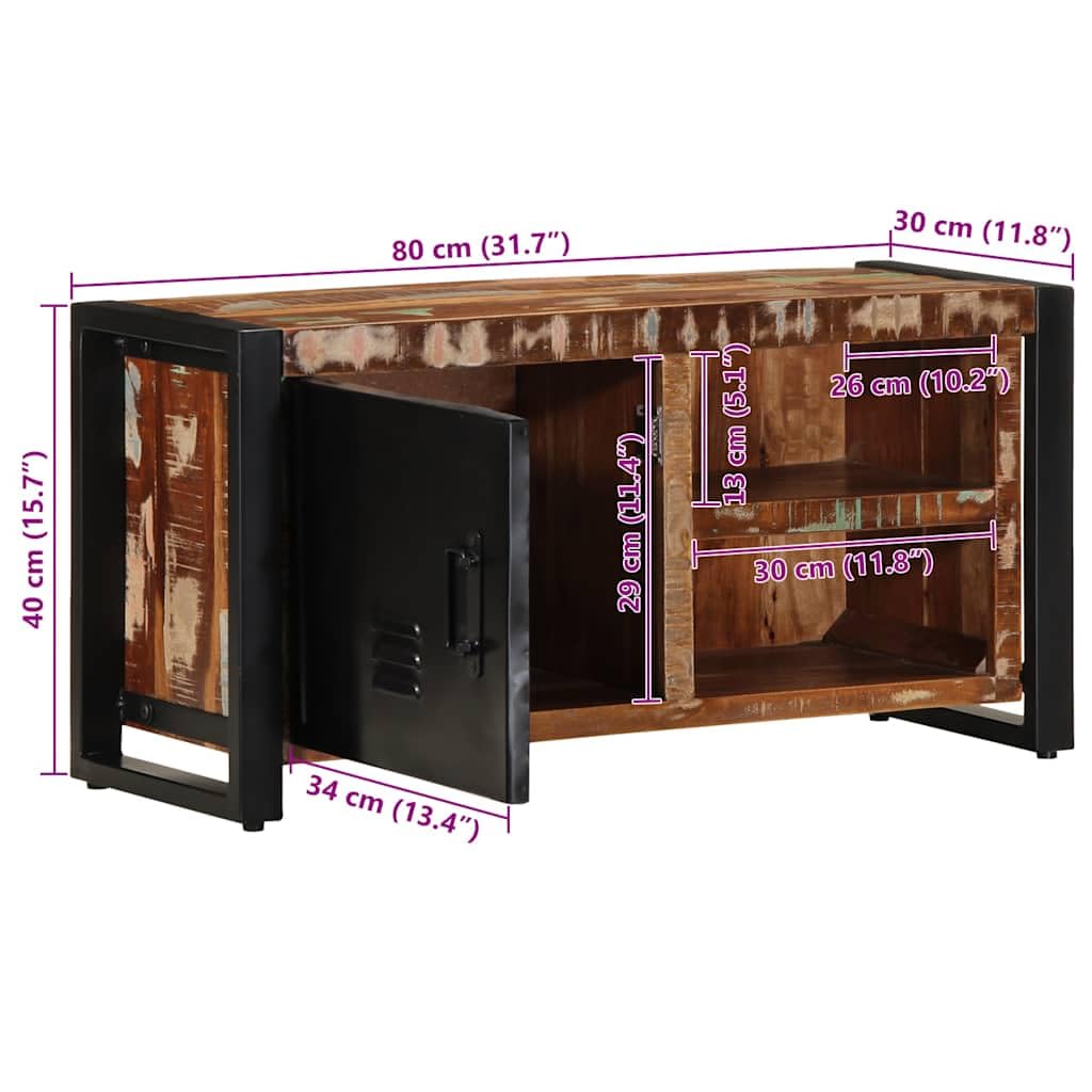 vidaXL Szafka RTV 80x30x40 cm Drewno lite odzyskane
