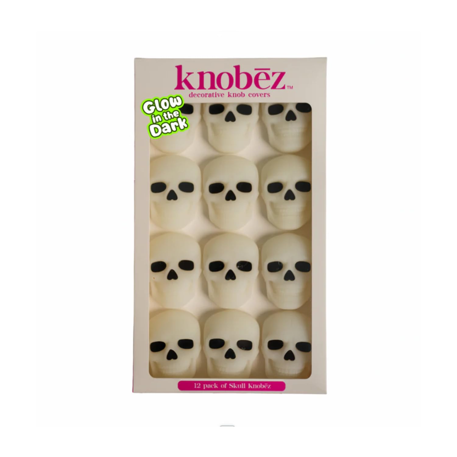 Knobēz: Decorative Cabinet Knob Covers - Skull - 12pk - Stretch Over Hardware Decorations, Spooky-Halloween-Fall-Seasonal, Kitchen-Bathroom-Dressers