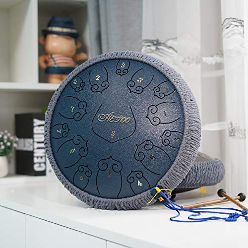 Aetoo Steel Drum Tongue 14 Inchs 15 Notes D Major Percussion Instrument Carry Bag (Dermatoglyph Navy Blue) … #TOP3