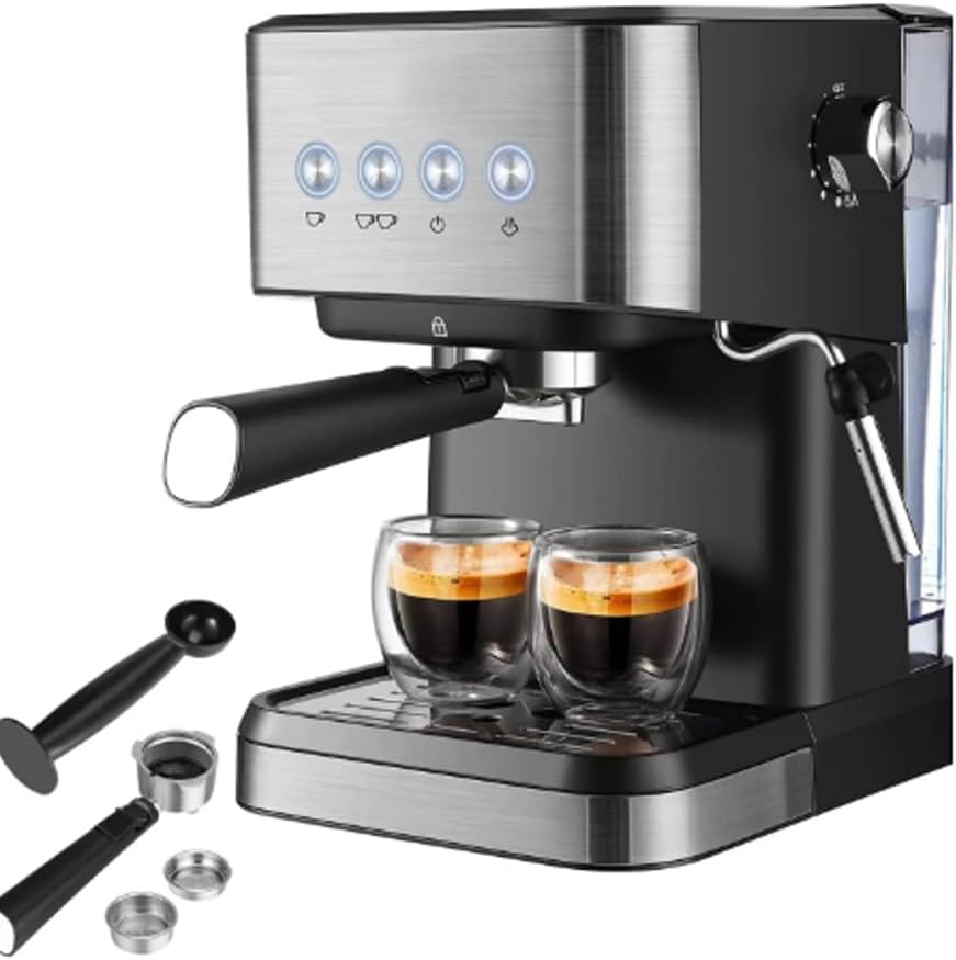 XoTiq The Original Espresso Machine, 20 Bar Pressure, 1.5L Detachable Water Tank, Over 70 Drinks, Fully Automatic, Suitable for All Cups, 1050 Watt, for Espresso, Cappuccino and Latte XoTiq The Original Espresso Machine, 20 Bar Pressure, 1.5L Detachable Water Tank, Over 70 Drinks, Fully Automatic, Suitable for All Cups, 1050 Watt, for Espresso, Cappuccino and Latte
