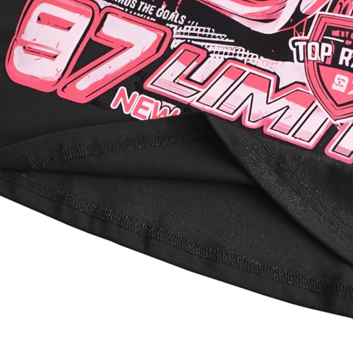 Image of Girl's Car Letter Graphic Print Round Neck Short Sleeve Tee Summer Casual T Shirt Graphics Tee Shirt