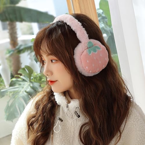 2 Pack Strawberry Fruit Patch Faux Fur Ear Muffs for Ladies Winter Riders - image 4