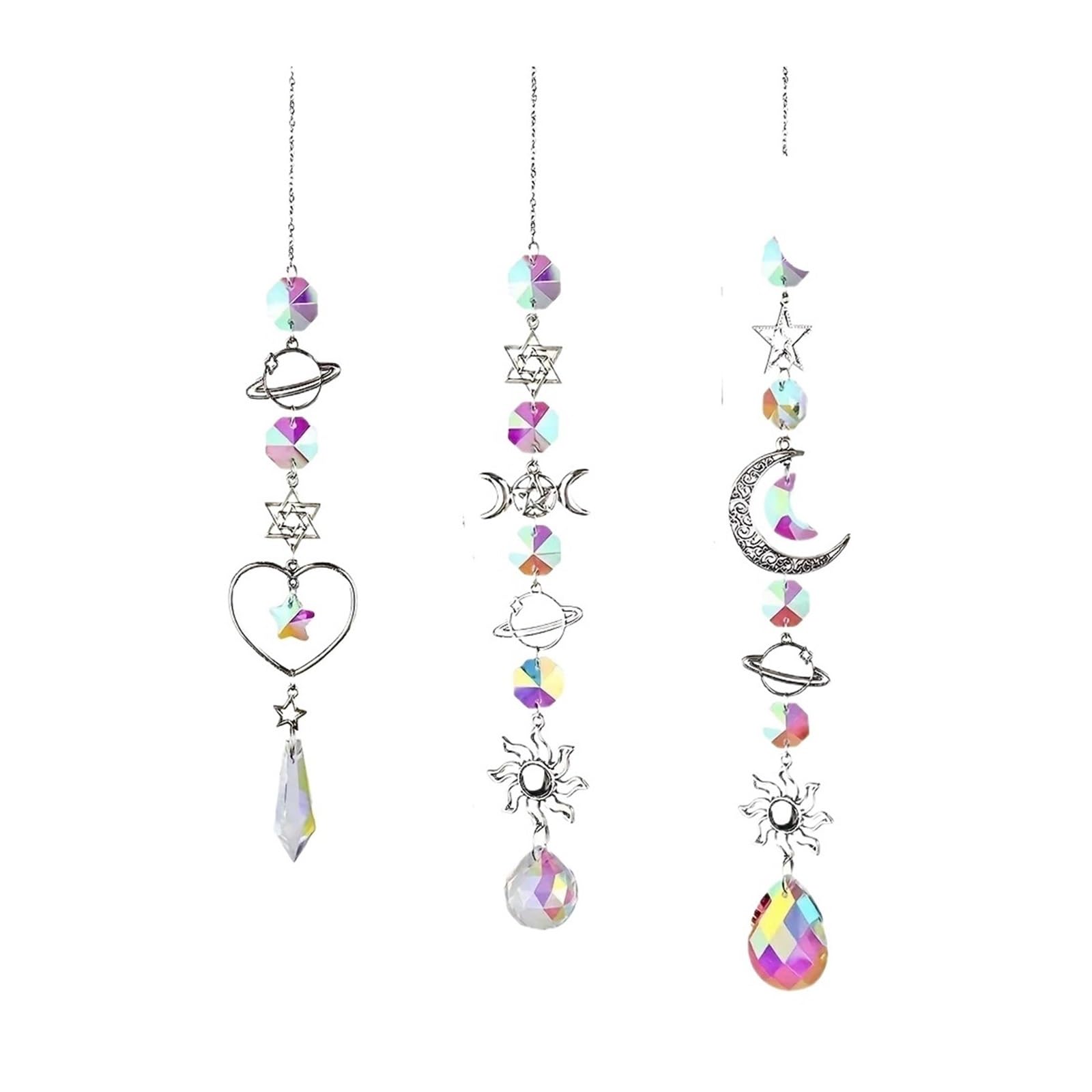 Crystal Suncatcher Wind Chimes 2pcs Crystal Sun Reach Sun Catcher Cherry Blossom Moon Window Prism Light Catcher for Window Glass Sun Catcher(3)