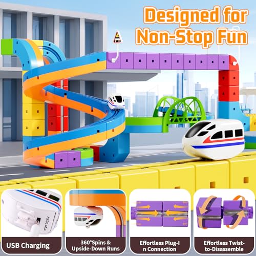 Image of KlickRail Electric Train Set Flexible Race Track for Kids 4 6 7 8 (Ultimate Set(152 Piece))