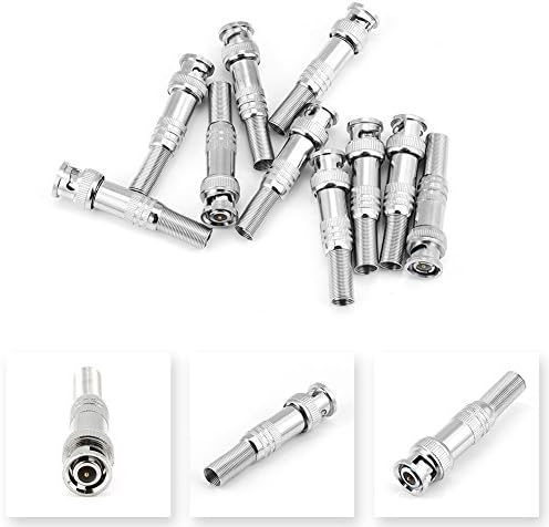 10 Pcs BNC Male Coaxial Connectors Screw-lock Terminal Adapter for CCTV Home Security Surveillance Camera