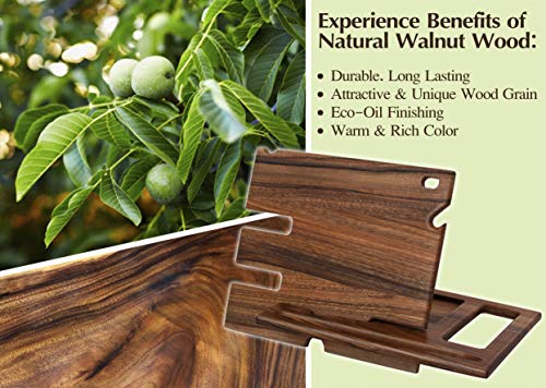 TESLYAR Natural Walnut Wood Phone Docking Station Ash Key Holder Wallet Stand Watch Organizer Men Gift Husband Wife Anniversary Dad Birthday Nightstand Purse Father Graduation Male Travel Idea