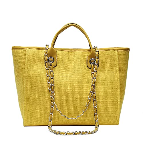 QIANJINGCQ, bolso tipo cubo a la moda, bolso de mano de gran capacidad para mujer, bolso de mano con cadena diagonal de un hombro Cover