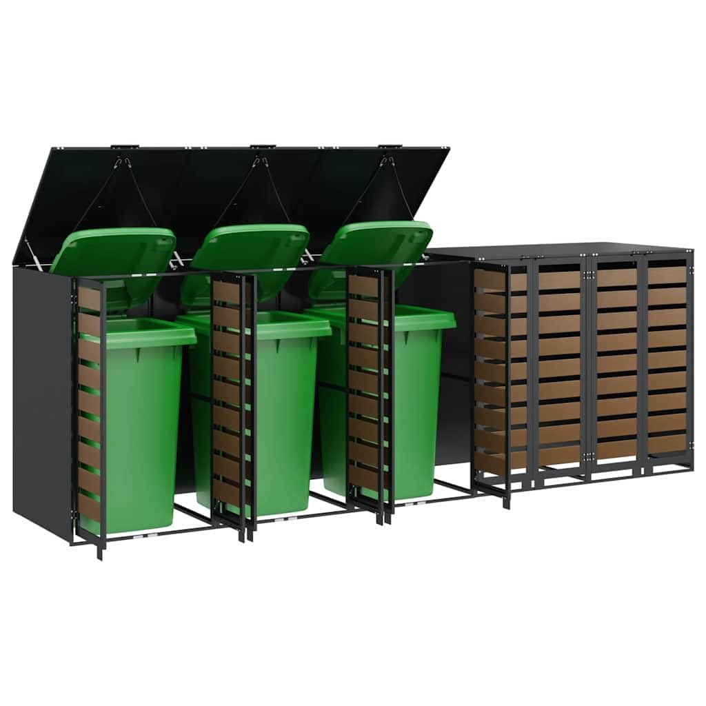 Genérico Almacenamiento de Cubos Wheelie para 3 Cubos Antracita,Productos del hogar,Accesorios para contenedores de residuos,Soportes para contenedores de residuos-3394771