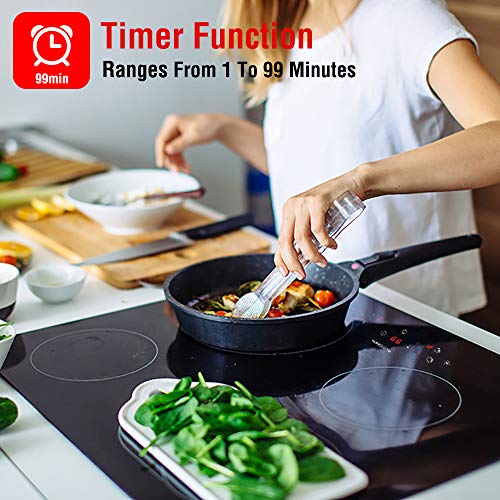 Induction Cooktop 4 Burner ECOTOUCH Electric Cooktop Built-in Induction Cooker 24 inch, Induction Stove Top Smoothtop Vitro Ceramic Surface with Booster Burner IB640 - Thumbnail 6