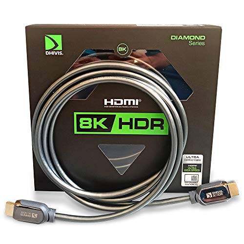Image of DHIVIS Certified HDMI 2.1, 3 Meters, Diamond Series, 48Gbps- 4K 120hz (4096 x 2160), 8K@60hz - HDCP 2.3, HDR10+ and Dolby Vision, Atmos